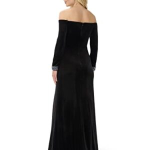 Adrianna Papell Women's Velvet Off The Shoulder Gown, Black, 10