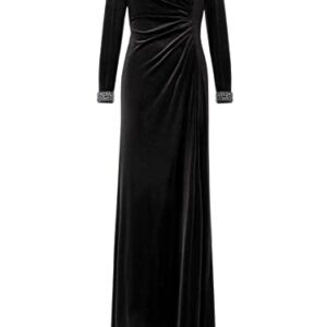 Adrianna Papell Women's Velvet Off The Shoulder Gown, Black, 10