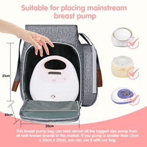 DERJUNSTAR Breast Pump Bag - Perfect Pump Bag for Working Moms,Compatible with Spectra S1, S2, Doubles as Lunch Bag, with10 Pcs Reusable Ice Packs,Dark Grey