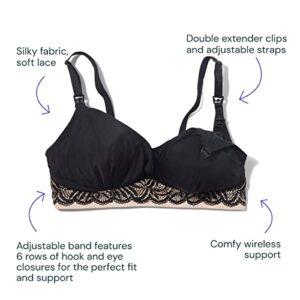 Willow Hands Free Pumping Bra Luxe Pumping and Nursing Bra with Double Extender Clips and Adjustable Straps | Black | Medium