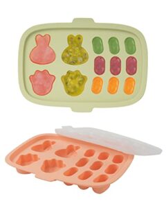 2 pack silicone baby food storage tray with lid, perfect baby food containers for homemade baby food, vegetable & fruit purees, and breast milk, food grade silicone