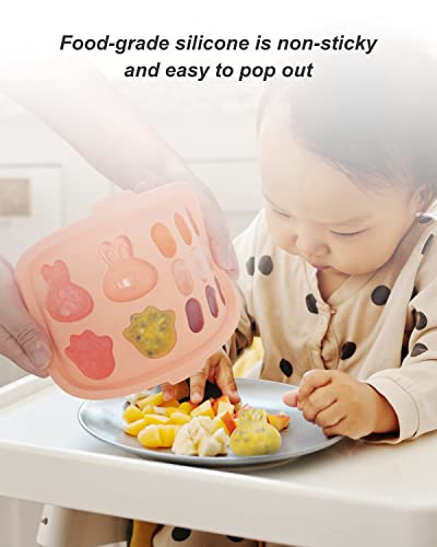 2 Pack Silicone Baby Food Storage Tray with Lid, Perfect Baby Food Containers for Homemade Baby Food, Vegetable & Fruit Purees, and Breast Milk, Food Grade Silicone