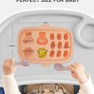 2 Pack Silicone Baby Food Storage Tray with Lid, Perfect Baby Food Containers for Homemade Baby Food, Vegetable & Fruit Purees, and Breast Milk, Food Grade Silicone