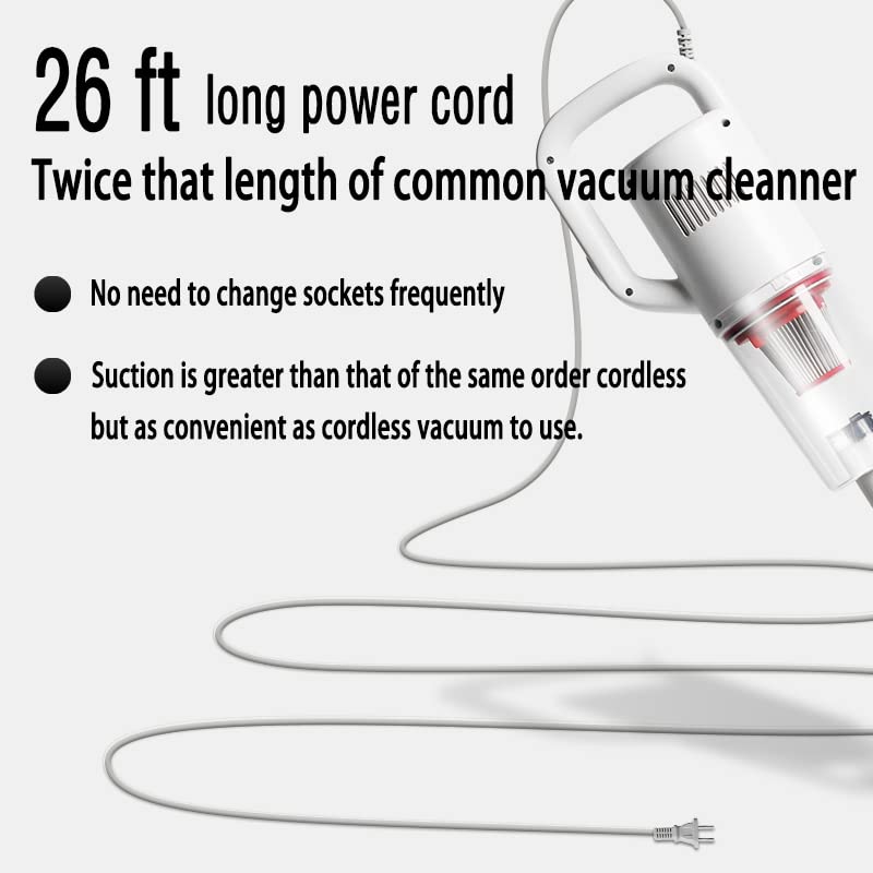 KEROMEE Stick Corded Handheld Vacuum Cleaner 26ft Cord Electric Broom for Pet Hair Hardwood Floor Cat Litter Carpet Cleaning