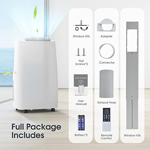 Portable Air Conditioner - Rintuf 2022 14000 BTU Portable AC Unit, Cools Rooms up to 700 Sq.ft, Dehumidifier & Fan, with 24H Timer Remote Control Window Kit for Home Living Rooms Bedroom