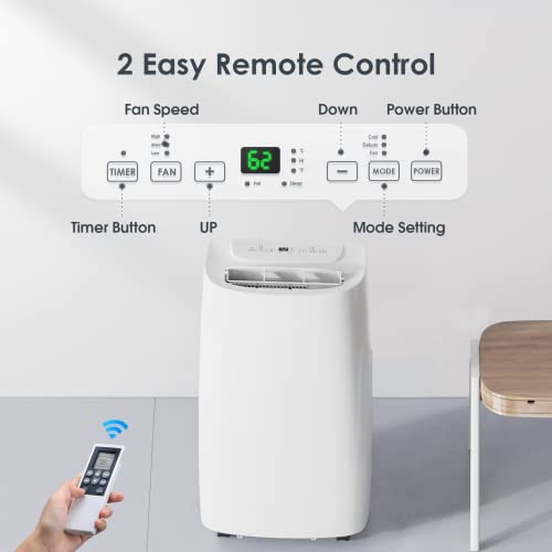 Portable Air Conditioner - Rintuf 2022 14000 BTU Portable AC Unit, Cools Rooms up to 700 Sq.ft, Dehumidifier & Fan, with 24H Timer Remote Control Window Kit for Home Living Rooms Bedroom