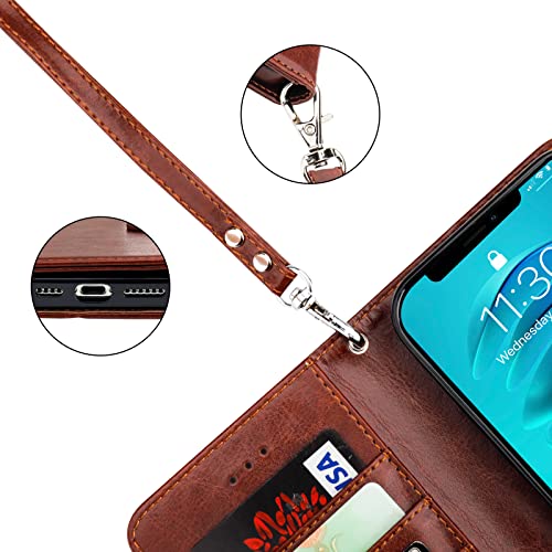 Bocasal Detachable Wallet Case for iPhone 14 Plus RFID Blocking Card Slots Holder Premium PU Leather Magnetic Kickstand Shockproof Wrist Strap Removable Flip Protective Cover 5G 6.7 inch (Brown)