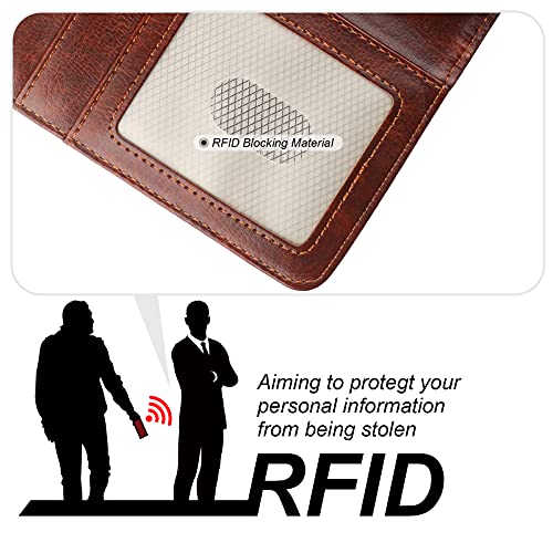 Bocasal Detachable Wallet Case for iPhone 14 Plus RFID Blocking Card Slots Holder Premium PU Leather Magnetic Kickstand Shockproof Wrist Strap Removable Flip Protective Cover 5G 6.7 inch (Brown)