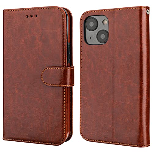 Bocasal Detachable Wallet Case for iPhone 14 Plus RFID Blocking Card Slots Holder Premium PU Leather Magnetic Kickstand Shockproof Wrist Strap Removable Flip Protective Cover 5G 6.7 inch (Brown)