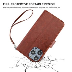 Bocasal Detachable Wallet Case for iPhone 14 Pro Max RFID Blocking Card Slots Holder Premium PU Leather Magnetic Kickstand Shockproof Wrist Strap Removable Flip Protective Cover 5G 6.7 inch (Brown)