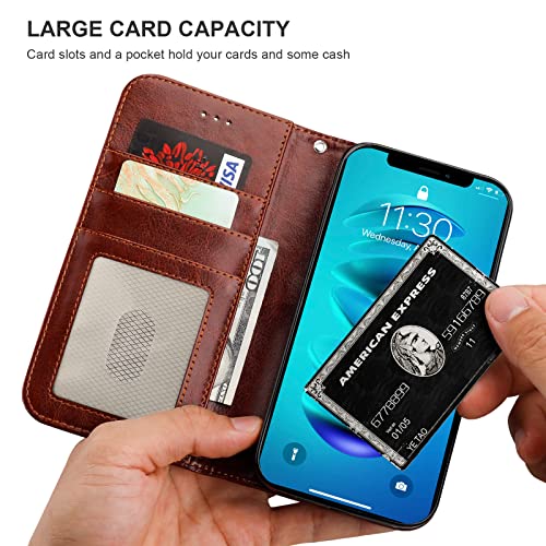 Bocasal Detachable Wallet Case for iPhone 14 Pro Max RFID Blocking Card Slots Holder Premium PU Leather Magnetic Kickstand Shockproof Wrist Strap Removable Flip Protective Cover 5G 6.7 inch (Brown)