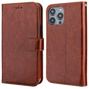 Bocasal Detachable Wallet Case for iPhone 14 Pro Max RFID Blocking Card Slots Holder Premium PU Leather Magnetic Kickstand Shockproof Wrist Strap Removable Flip Protective Cover 5G 6.7 inch (Brown)