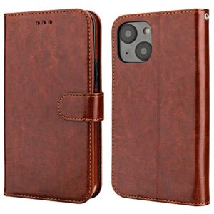 Bocasal Detachable Wallet Case for iPhone 14 RFID Blocking Card Slots Holder Premium PU Leather Magnetic Kickstand Shockproof Wrist Strap Removable Flip Protective Cover 5G 6.1 inch (Brown)