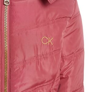 Calvin Klein Girls' Hooded Winter Puffer Jacket, Full-Length Heavy Weight Coat with Fleece Lining, Mauvewood, 5