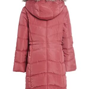 Calvin Klein Girls' Hooded Winter Puffer Jacket, Full-Length Heavy Weight Coat with Fleece Lining, Mauvewood, 5