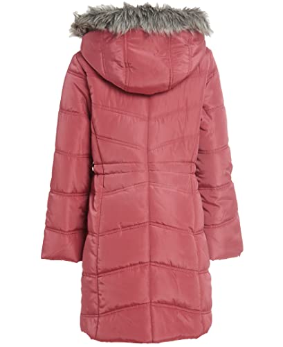 Calvin Klein Girls' Hooded Winter Puffer Jacket, Full-Length Heavy Weight Coat with Fleece Lining, Mauvewood, 5