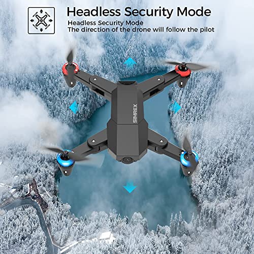 SIMREX X500 mini Drone Optical Flow Positioning RC Quadcopter with 720P HD Camera, Altitude Hold Headless Mode, Foldable FPV Drones WiFi Live Video 3D Flips Easy Fly Steady for Learning Black