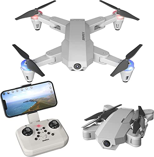 SIMREX X500 mini Drone Optical Flow Positioning RC Quadcopter with 720P HD Camera, Altitude Hold Headless Mode, Foldable FPV Drones WiFi Live Video 3D Flips Easy Fly Steady for Learning Gray