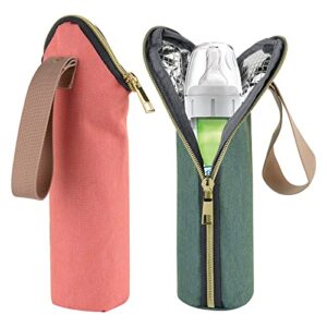 beautyflier baby bottle tote bags, travel carrier holder, portable breastmilk storage, suitable for dr. brown’s 2oz, 4oz, 8oz, narrow (green + orange)