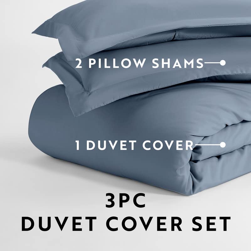 Merit Linens Pattern and Pinch Pleat Queen Duvet Cover Set | Soft, Light Weight, and Breathable 3 Piece Gray Duvet Set | Zipper Closure, Corner Ties, 2 Matching Shams