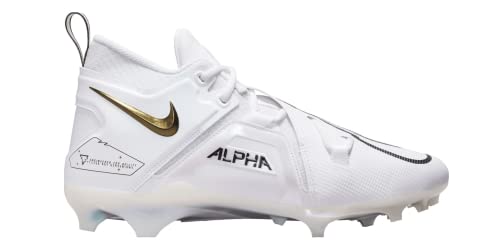 Nike Men's Alpha Menace Pro 2 Mid Football Cleats, White/Black, 11