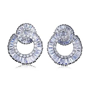 women elegant statement rhinestone jewelry dangle drop earrings studs