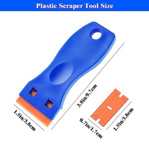 REEVAA Plastic Razor Blade Scraper Tool Plastic Scraper With 20PCS Double Edged Plastic Razor Blades For Car Wrapping Plastic Blade Scraper, Label Decal, Window Adhesive Remover Vinyl Wrap Tool 2PCS