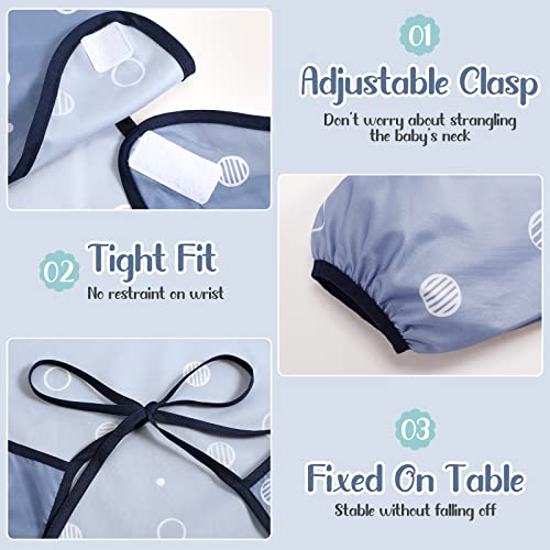 3 Pcs Coverall Baby Feeding Bib Long Sleeves Bib Attaches to Highchair Booster Seat Table Baby Smock for Eating Easy to Clean Baby Apron Neutral Weaning Bib for 6-36 Months Toddler Boys Girls Kids