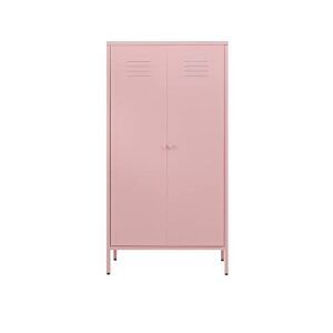 lingzoe 2 magnetic doors steel wardrobe kids closet storage accent cabinet with hanging rod and 2 laminate,metal children tall storage lockers armoire with leg for home bedroom,laundry room