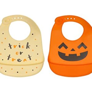 Kate & Milo Silicone Bib Set of 2, Halloween Silicone Bibs with Food Catcher, Soft Adjustable Fit Toddler Bibs, Dishwasher Safe Baby Bibs, Baby Feeding Accessory for New Parents and Expecting Parents