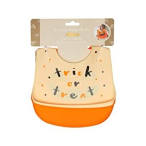 Kate & Milo Silicone Bib Set of 2, Halloween Silicone Bibs with Food Catcher, Soft Adjustable Fit Toddler Bibs, Dishwasher Safe Baby Bibs, Baby Feeding Accessory for New Parents and Expecting Parents