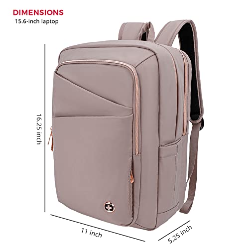 Swissdigital Design Katy Rose Laptop Backpack For Women，College Bookbags With USB Charging Port，Large Capacity Computer Backpacks For Work Business Lotus (SD1006F-82)