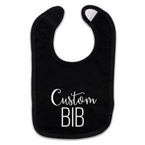 kate & meri custom baby bib - personalized bibs for babies & infants (black)
