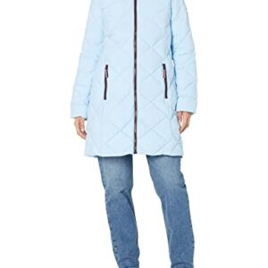 Tommy Hilfiger Women Quilted Hooded Solid, Cerulean, Medium