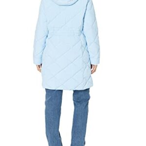 Tommy Hilfiger Women Quilted Hooded Solid, Cerulean, Medium