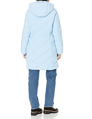 Tommy Hilfiger Women Quilted Hooded Solid, Cerulean, Medium