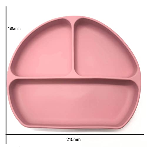 K-Universal Baby Feeding Bibs | 8pc Silicone for Babies Bib Bowl Plate Cup Fork Spoon Adjustable Divided Easily Wipe Clean Less Cleaning Time After Toddler & (Playful pink), One Size