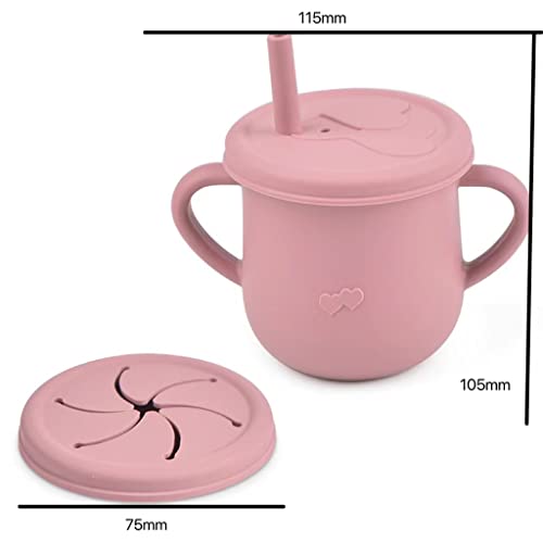 K-Universal Baby Feeding Bibs | 8pc Silicone for Babies Bib Bowl Plate Cup Fork Spoon Adjustable Divided Easily Wipe Clean Less Cleaning Time After Toddler & (Playful pink), One Size