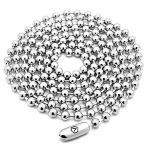 venicebee best stainless steel ball chain medical grade 316l surgical metal dog-tag id military necklace 30" inches 3mm wide resizable 30 inch + velvet pouch - hypoallergenic lead-free metal