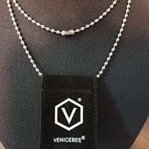 VENICEBEE Best Stainless Steel Ball Chain Medical Grade 316L Surgical Metal Dog-Tag ID Military Necklace 30" INCHES 3MM Wide Resizable 30 inch + Velvet Pouch - HYPOALLERGENIC LEAD-FREE METAL