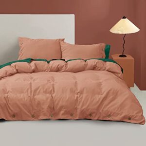 phf brick red duvet cover queen size, comfy lightweight skin-friendly comforter cover set with button closure, soft durable bedding collection with 2 pillowcases for all season, 90" x 90"