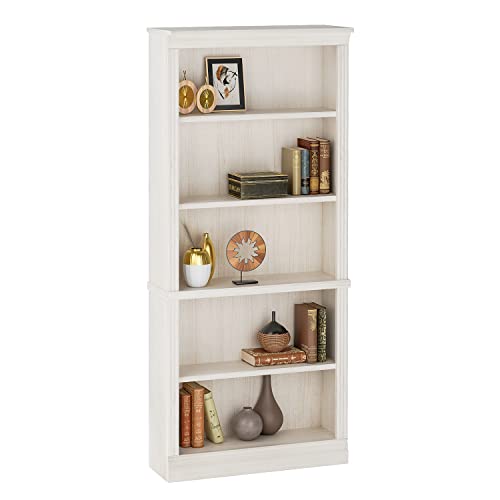 VICTONE 5-Shelf Bookcase, Wooden Standing Rack Book Storage Shelves Furniture Selection for Living Room, Bedroom, Home Office (White)