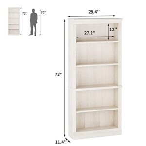 VICTONE 5-Shelf Bookcase, Wooden Standing Rack Book Storage Shelves Furniture Selection for Living Room, Bedroom, Home Office (White)