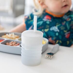 Bumkins Baby and Toddler Cups, Sippy Cup with Straw, Spill Proof, Transition Cup for Babies Ages 1 Year Up, Sip from Lid, Straw or Cup, Platinum Silicone, Holds 7oz