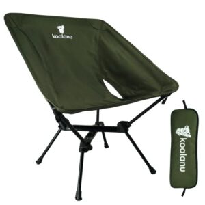 koalanu heavy duty folding camping lawn chair with elastic side pockets, lightweight portable compact 330 lb load comfortable outdoors camping hiking