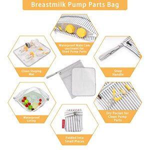 BABEYER Wet Dry Bag for Breast Pump Parts Storage, Waterproof Pump Parts Bag with Place Mat for Moms Pumping at Work-Straps