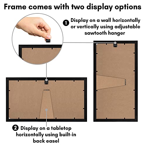 Americanflat 8x16 Picture Frame in Black - Engineered Wood with Shatter Resistant Glass - Horizontal and Vertical Formats for Wall and Tabletop