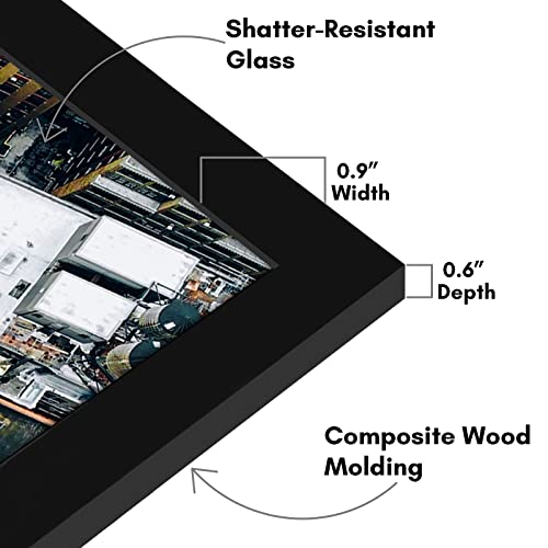 Americanflat 8x16 Picture Frame in Black - Engineered Wood with Shatter Resistant Glass - Horizontal and Vertical Formats for Wall and Tabletop