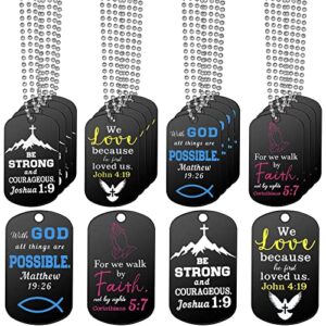 yaomiao 20 pieces christian religious dog tag necklaces with bible verses dog tag necklaces stainless steel inspirational necklace bible verse gift tags with chain for men women boys