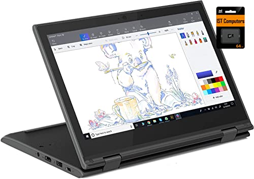 Lenovo 300e 11.6" 2-in-1 Touchscreen Winbook (Intel N4120, 4GB RAM, 128GB Storage (64GB eMMc + 64GB IST SD Card), Webcam) Ruggedized, Water Resistant, Education Laptop, Type-C, Wi-Fi, Win 10/11 Pro